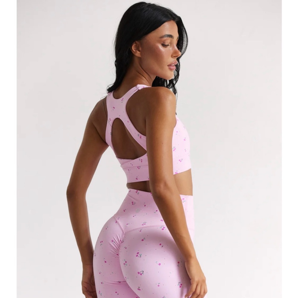 Astoria LUXE pink cherry shorts and sports bra set! 🍒🌸